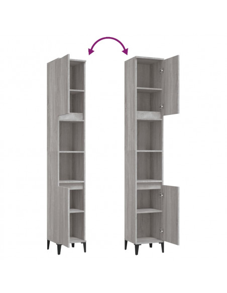 Armadietto Bagno Grigio Sonoma 30x30x190cm in Legno Multistrato