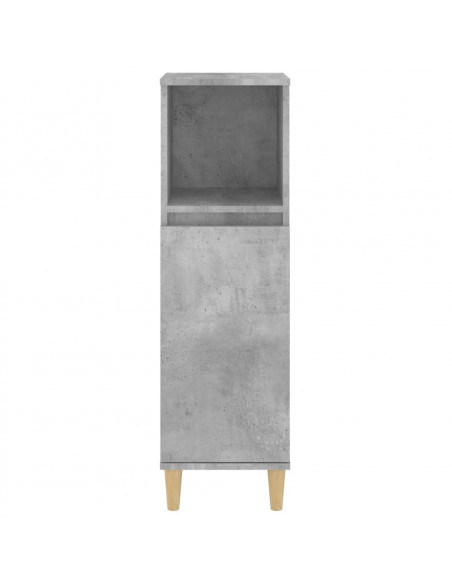 Armadietto Bagno Grigio Cemento 30x30x100 cm Legno Multistrato
