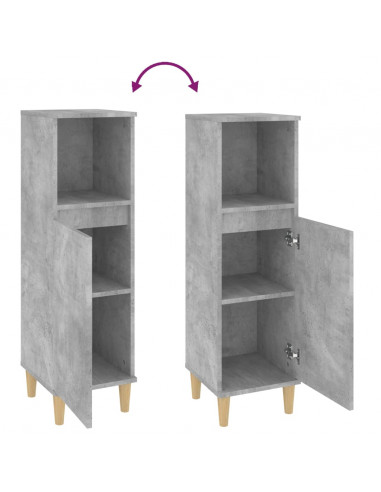 Armadietto Bagno Grigio Cemento 30x30x100 cm Legno Multistrato