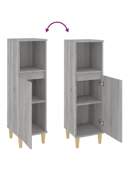 Armadietto Bagno Grigio Sonoma 30x30x100cm in Legno Multistrato