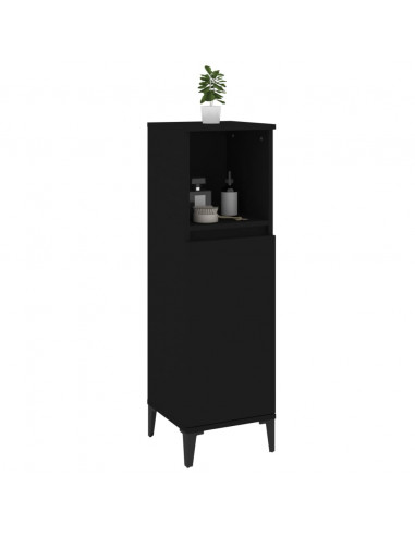 Armadietto da Bagno Nero 30x30x100 cm in Legno Multistrato