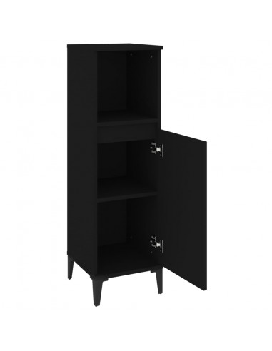 Armadietto da Bagno Nero 30x30x100 cm in Legno Multistrato