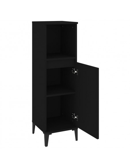 Armadietto da Bagno Nero 30x30x100 cm in Legno Multistrato