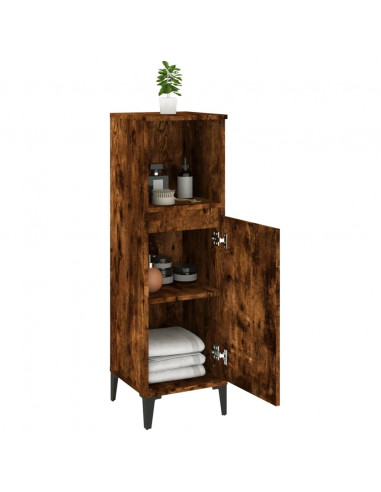 Armadietto Bagno Rovere Fumo 30x30x100 cm in Legno Multistrato