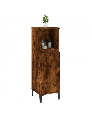 Armadietto Bagno Rovere Fumo 30x30x100 cm in Legno Multistrato