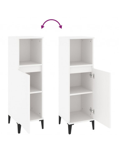 Armadietto da Bagno Bianco 30x30x100 cm in Legno Multistrato