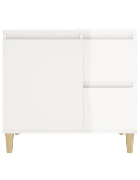 Armadietto Bagno Bianco Lucido 65x33x60cm in Legno Multistrato