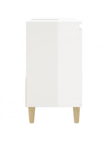 Armadietto Bagno Bianco Lucido 65x33x60cm in Legno Multistrato