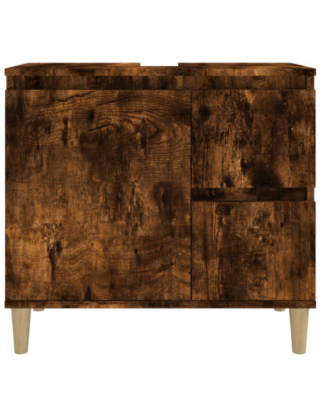 Armadietto Bagno Rovere Fumo 65x33x60 cm in Legno Multistrato