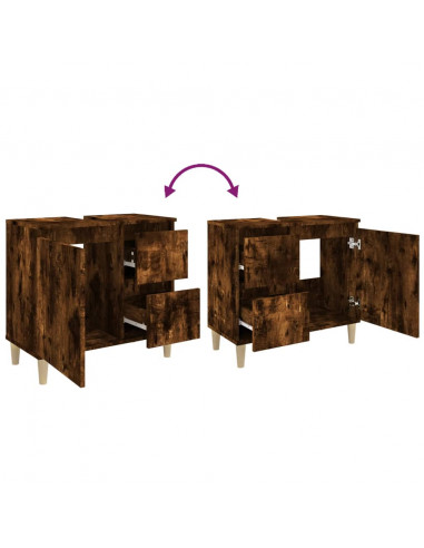 Armadietto Bagno Rovere Fumo 65x33x60 cm in Legno Multistrato