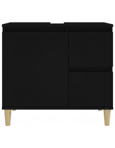 Armadietto da Bagno Nero 65x33x60 cm in Legno Multistrato 2