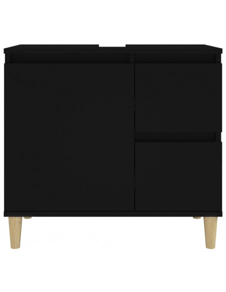 Armadietto da Bagno Nero 65x33x60 cm in Legno Multistrato