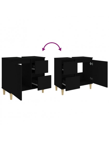Armadietto da Bagno Nero 65x33x60 cm in Legno Multistrato