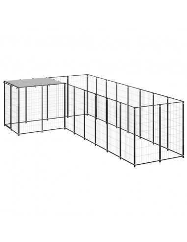 Gabbia per Cani Nera 6,05 m² in Acciaio