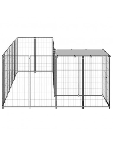 Gabbia per Cani Nera 6,05 m² in Acciaio