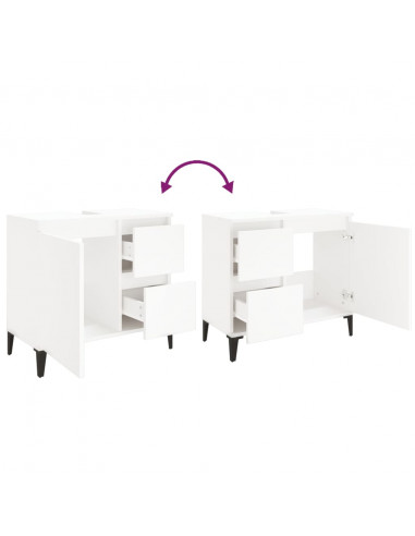 Armadietto da Bagno Bianco 65x33x60 cm in Legno Multistrato