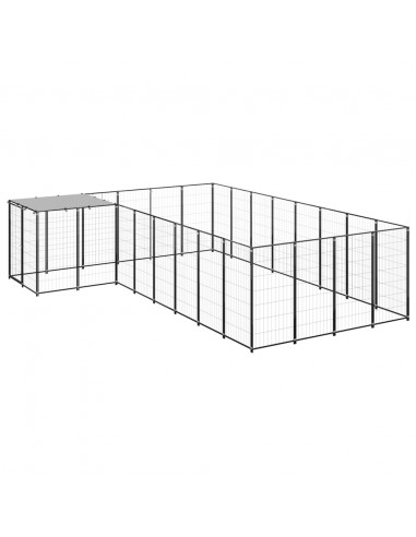 Gabbia per Cani Nera 10,89 m² in Acciaio