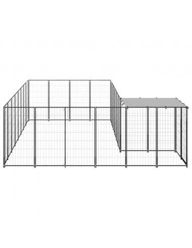 Gabbia per Cani Nera 10,89 m² in Acciaio