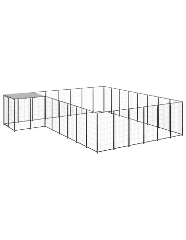 Gabbia per Cani Nera 15,73 m² in Acciaio