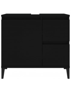 Armadietto da Bagno Nero 65x33x60 cm in Legno Multistrato 2