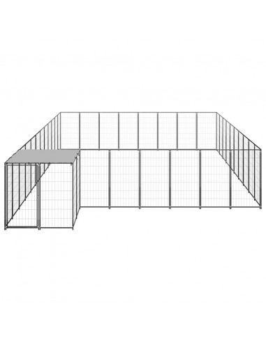 Gabbia per Cani Nera 25,41 m² in Acciaio