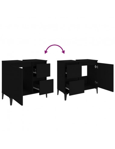 Armadietto da Bagno Nero 65x33x60 cm in Legno Multistrato