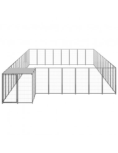 Gabbia per Cani Nera 30,25 m² in Acciaio