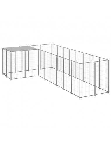 Gabbia per Cani Argento 6,05 m² in Acciaio