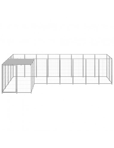 Gabbia per Cani Argento 6,05 m² in Acciaio