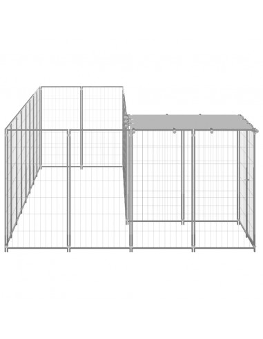 Gabbia per Cani Argento 6,05 m² in Acciaio