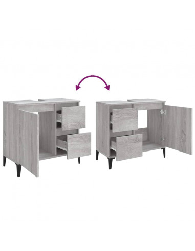 Armadietto Bagno Grigio Sonoma 65x33x60 cm in Legno Multistrato