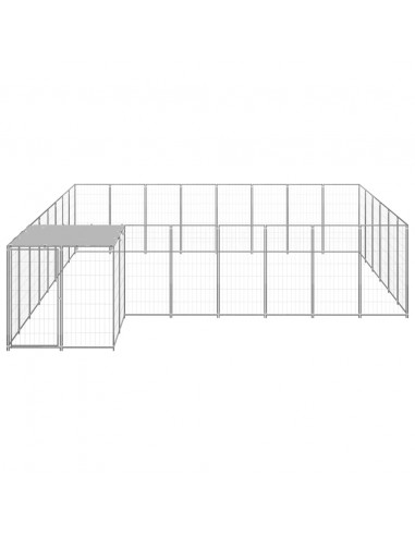 Gabbia per Cani Argento 15,73 m² in Acciaio