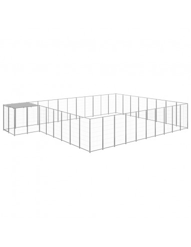 Gabbia per Cani Argento 25,41 m² in Acciaio