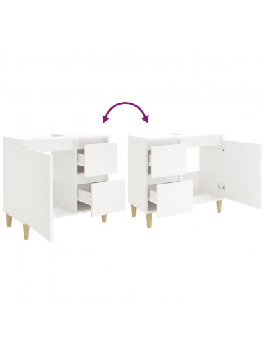 Armadietto da Bagno Bianco 65x33x60 cm in Legno Multistrato