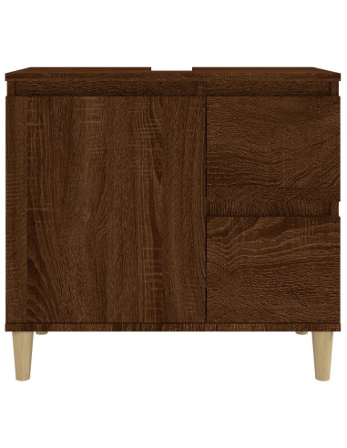 Armadietto Bagno Rovere Marrone 65x33x60cm in Legno Multistrato