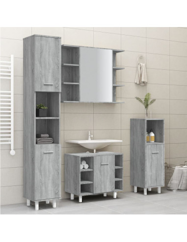 Armadietto Bagno Grigio Sonoma 30x30x179cm in Legno Multistrato