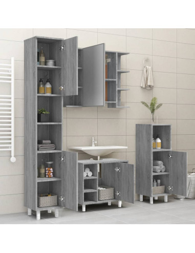 Armadietto Bagno Grigio Sonoma 30x30x179cm in Legno Multistrato
