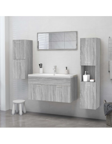 Armadietto Bagno Grigio Sonoma 30x30x130cm in Legno Multistrato