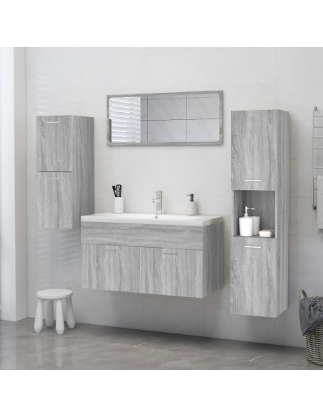 Armadietto Bagno Grigio Sonoma 30x30x130cm in Legno Multistrato