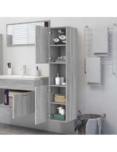 Armadietto Bagno Grigio Sonoma 30x30x130cm in Legno Multistrato