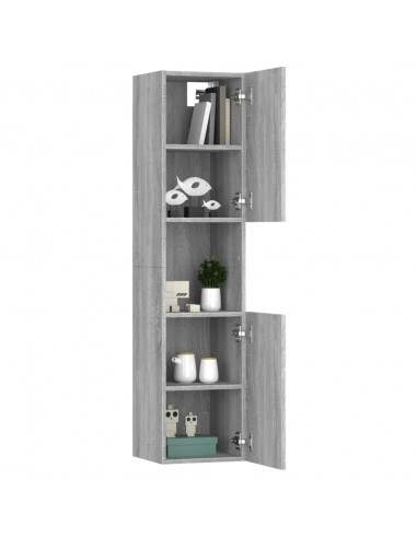 Armadietto Bagno Grigio Sonoma 30x30x130cm in Legno Multistrato