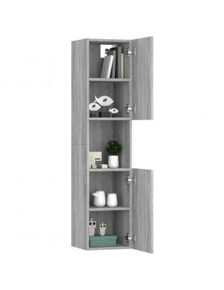 Armadietto Bagno Grigio Sonoma 30x30x130cm in Legno Multistrato