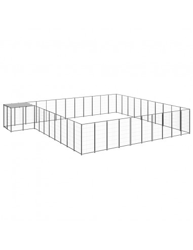 Gabbia per Cani Nera 31,46 m² in Acciaio