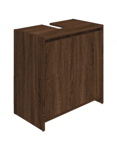 Armadietto Bagno Rovere Marrone 60x33x61cm Legno Ingegnerizzato