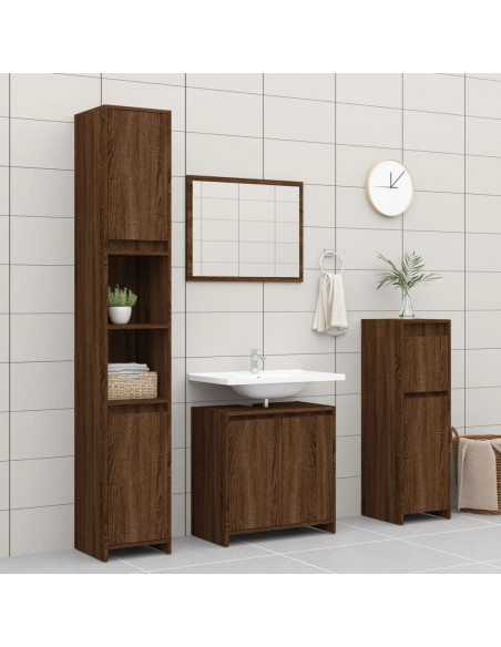 Armadietto Bagno Rovere Marrone 60x33x61cm Legno Ingegnerizzato