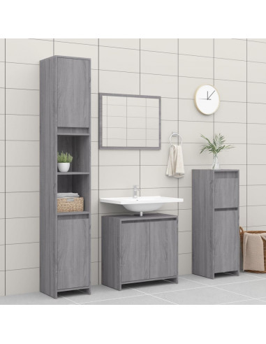 Armadietto Bagno Grigio Sonoma 60x33x61 cm in Legno Multistrato