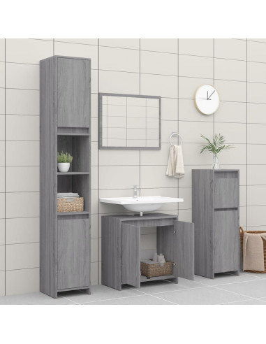 Armadietto Bagno Grigio Sonoma 60x33x61 cm in Legno Multistrato