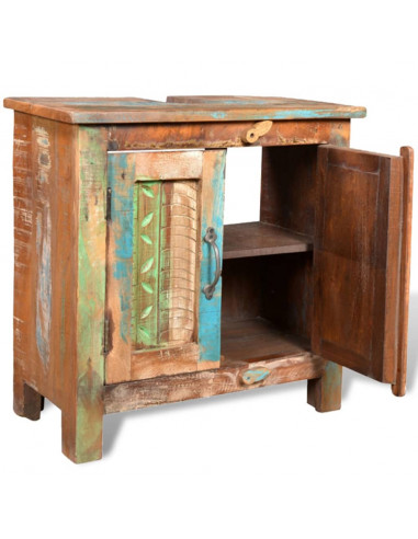 Armadietto in Legno di recupero solido per Bagno con Specchio