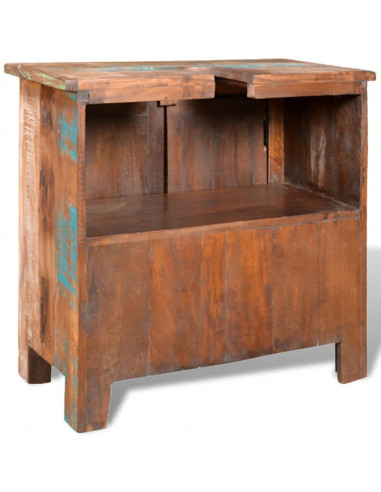 Armadietto in Legno di recupero solido per Bagno con Specchio