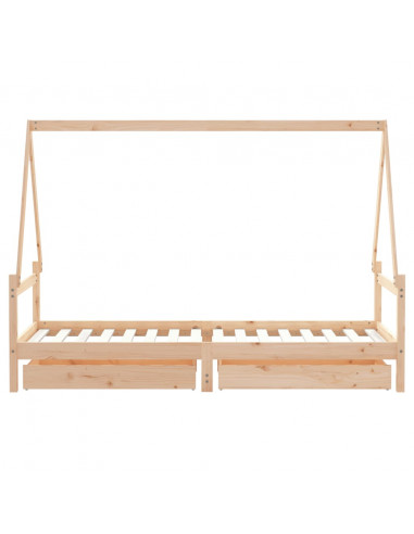Giroletto Bambini con Cassetti 80x200 cm Legno Massello di Pino